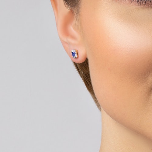 Kolczyki Savicki: dwukolorowe złoto, diamenty, tanzanity